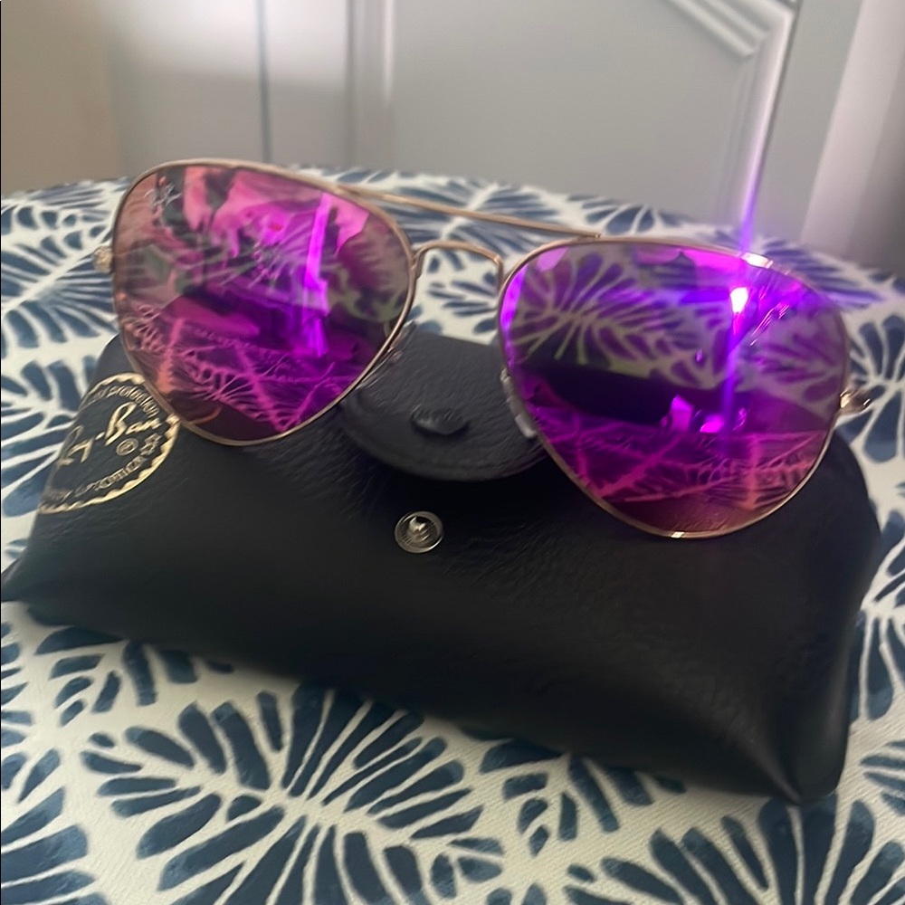 Ray-Ban Pink Lens Polarized Aviator Sunglasses